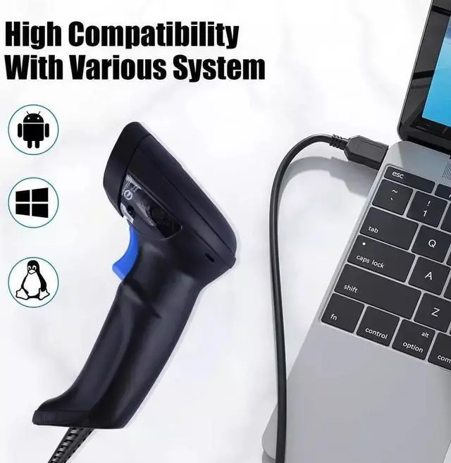 Alt view image 4 of 6 - Datalogic QuickScan QD2590-BKK1S Handheld 1D 2D Imager Barcode Scanner w/ Stand