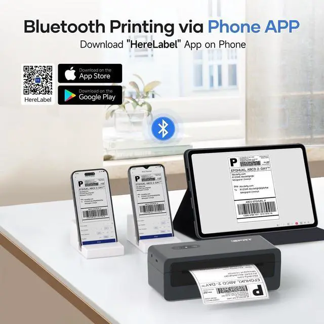 Alt view image 2 of 7 - iDPRT Shipping Label Printer 4x6 Bluetooth Thermal Label Printer for Small Business and Shipping Packaging,Support Android,iPhone,Windows,macOS,