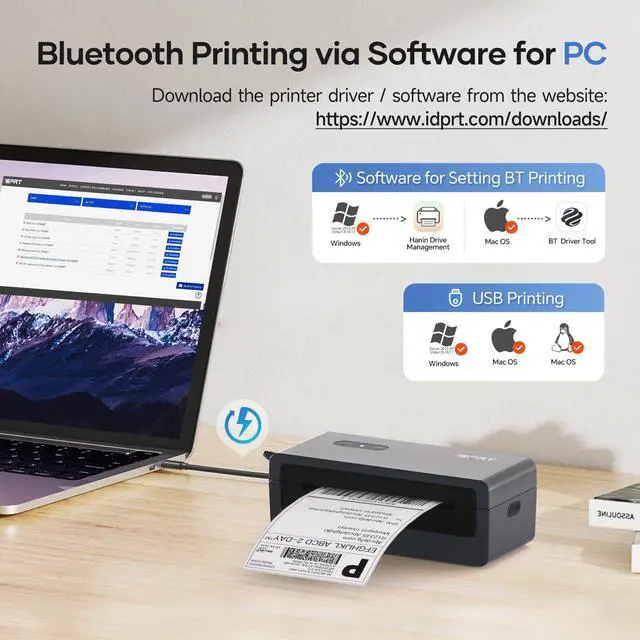 Alt view image 3 of 7 - iDPRT Shipping Label Printer 4x6 Bluetooth Thermal Label Printer for Small Business and Shipping Packaging,Support Android,iPhone,Windows,macOS,