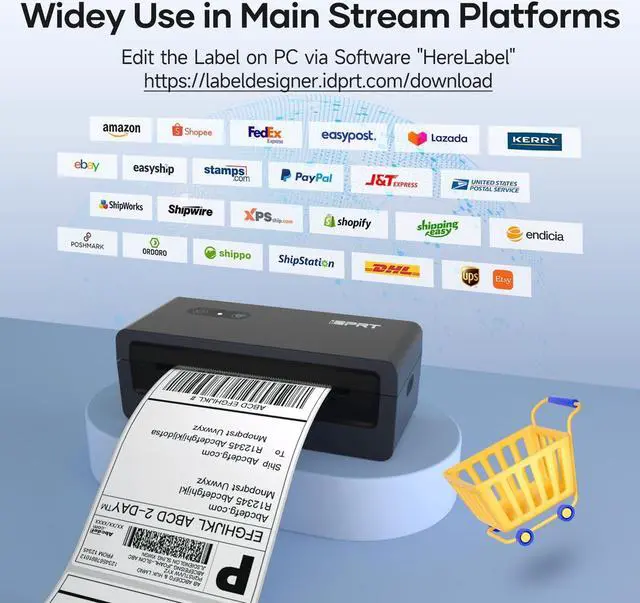 Alt view image 6 of 7 - iDPRT Shipping Label Printer 4x6 Bluetooth Thermal Label Printer for Small Business and Shipping Packaging,  for Phone via APP,