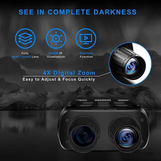 Alt view image 7 of 7 - Digital 4X Zoom Night Vision Binoculars With Video Recording Infrared Telescope