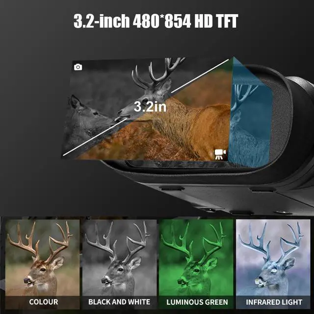 Alt view image 3 of 7 - NV2180 4K 36MP Infrared Night Vision Binoculars Goggles with 3.2in HD TFT Screen