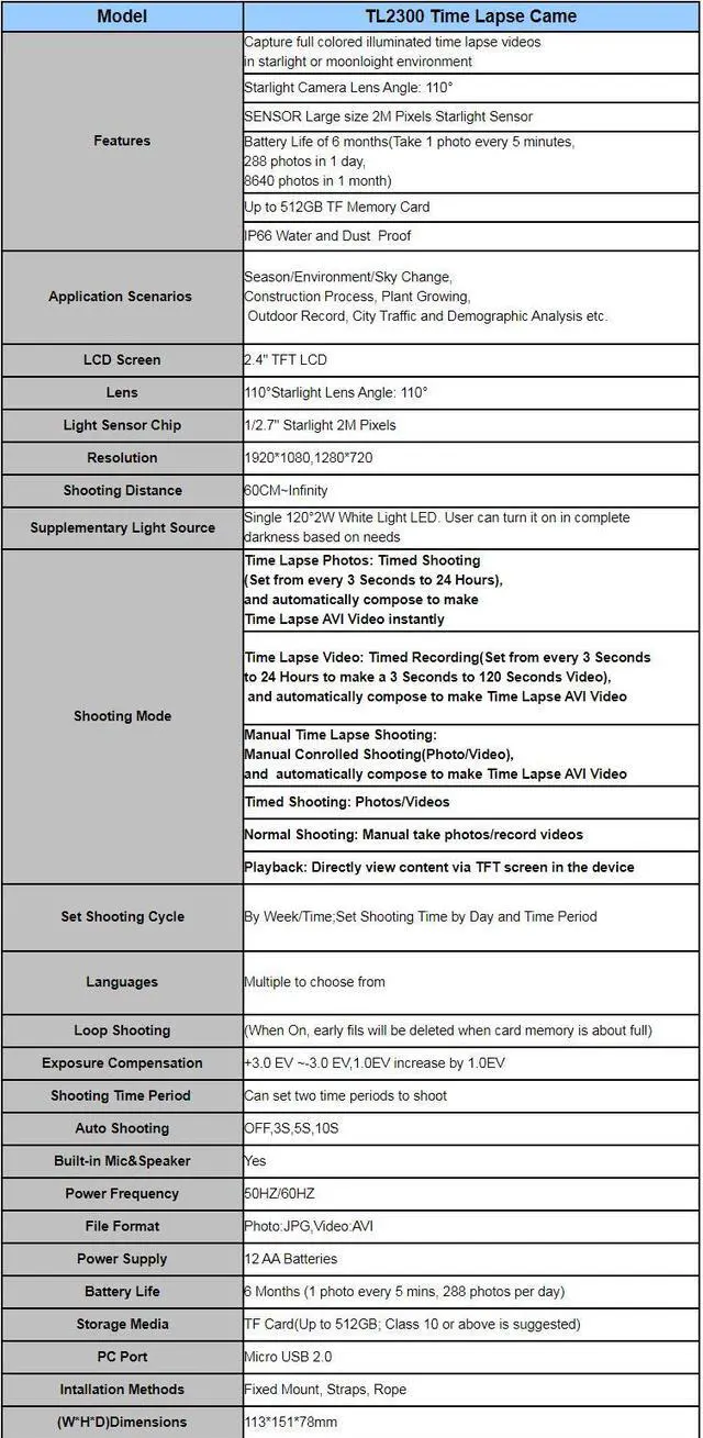 Alt view image 7 of 7 - TL2300 1080P HD Full Color Digital Time-lapse Camera Video Recorder Waterproof