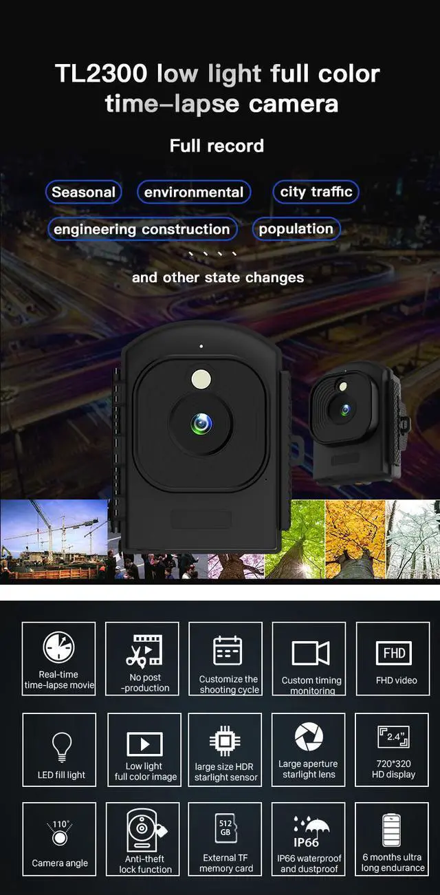 Alt view image 7 of 7 - TL2300 Digital Time-lapse Cameras LED Recorder 1080P IP66 Built-in Mic & Speaker