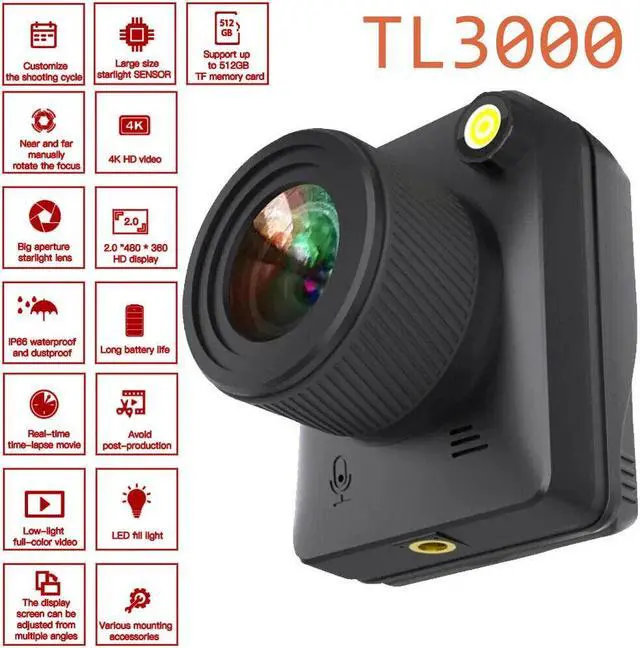 Alt view image 7 of 7 - TL3000 Portable Time Lapse Full Color Support timing shooting recording Camera