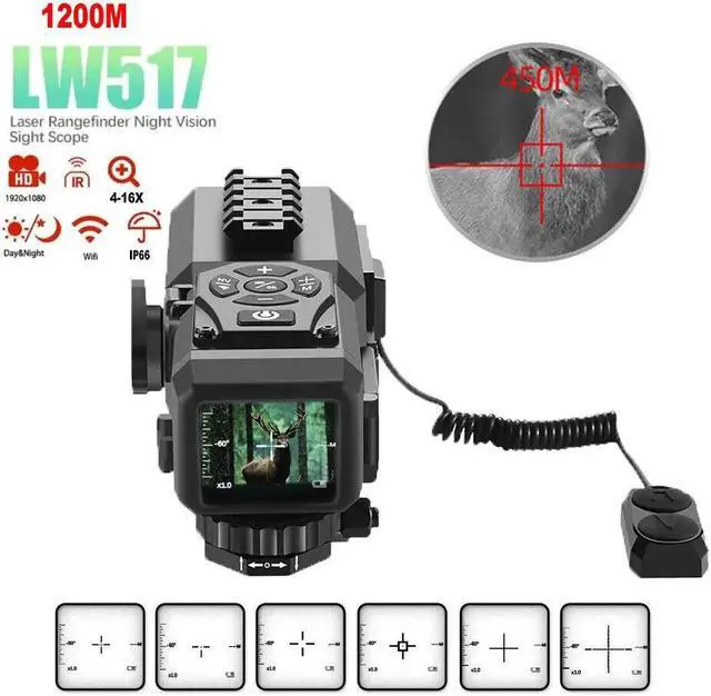 Main image of Tiny Night Vision 1080P Laser Rangefinder Camera Scope WIFI 4-16X Zoom IR 1200m