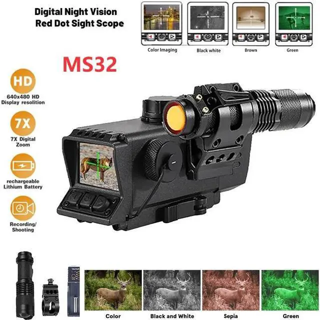 Alt view image 3 of 7 - MS32 Digital Night Vision Scope Mount NV Sight Optical 3.5x32 Infrared Monocular