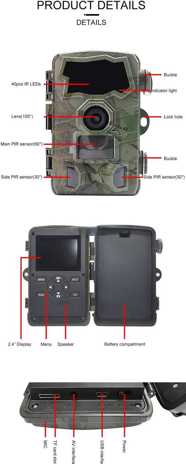 Alt view image 6 of 7 - H888 WIFI Wildlife Trail Camera Night Vision Hunting Motion Activated Waterproof