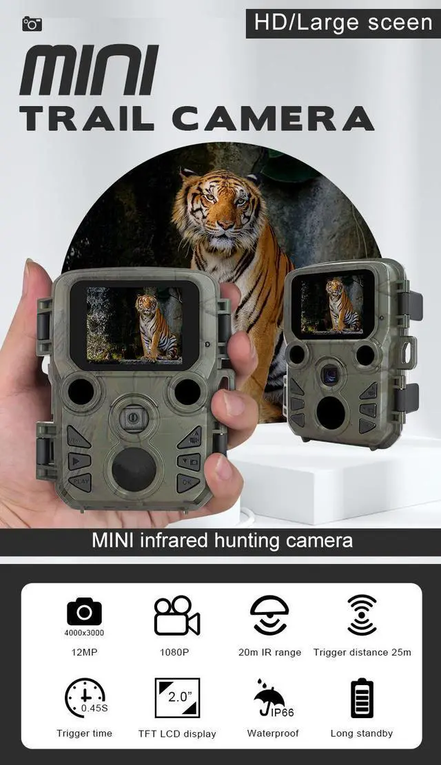 Alt view image 2 of 7 - 1080P Mini Hunting Game Trail Camera 12MP Wildlife Waterproof Cam Night Vision