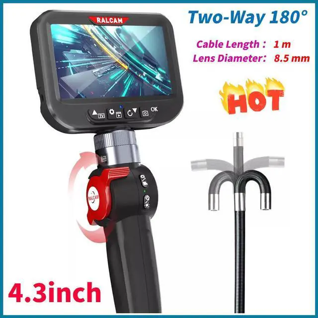Alt view image 2 of 7 - Ralcam Endoscope Articulating Borescope HD 1080P Two-Way 180° Inspection Camera