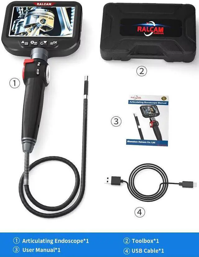 Alt view image 6 of 7 - Ralcam Endoscope Articulating Borescope 2-way 180° Industrial Inspection Camera