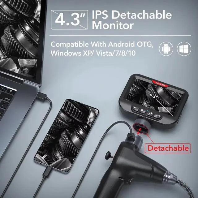 Alt view image 3 of 7 - Ralcam 4-Way 360° Articulating Borescope Industrial Endoscope Inspection Camera