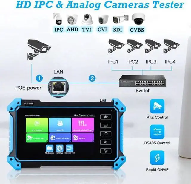 Alt view image 4 of 7 - 8MP IP  Camera Tester  Analog Monitor Security IPC Tester