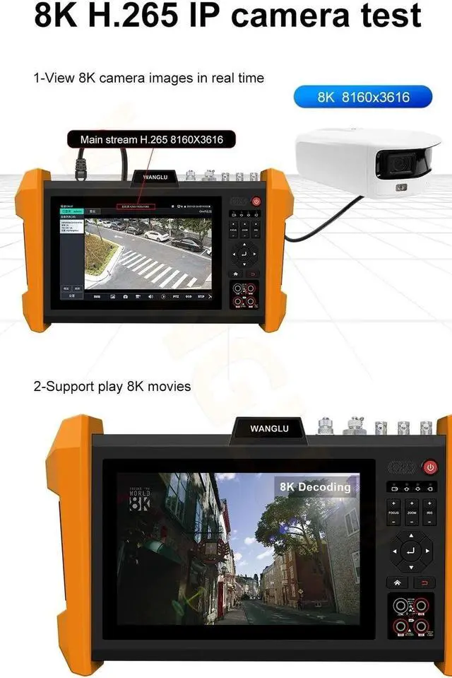 Alt view image 3 of 7 - 8K IP Camera Tester K15 SFP H265 Multifunction HDMI VGA