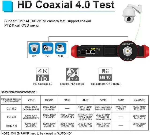 Alt view image 3 of 7 - Camera Tester Support 8MP Camera Tester 90W PoE Power