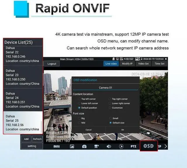 Alt view image 5 of 7 - Camera Tester Support 8MP Camera Tester 90W PoE Power