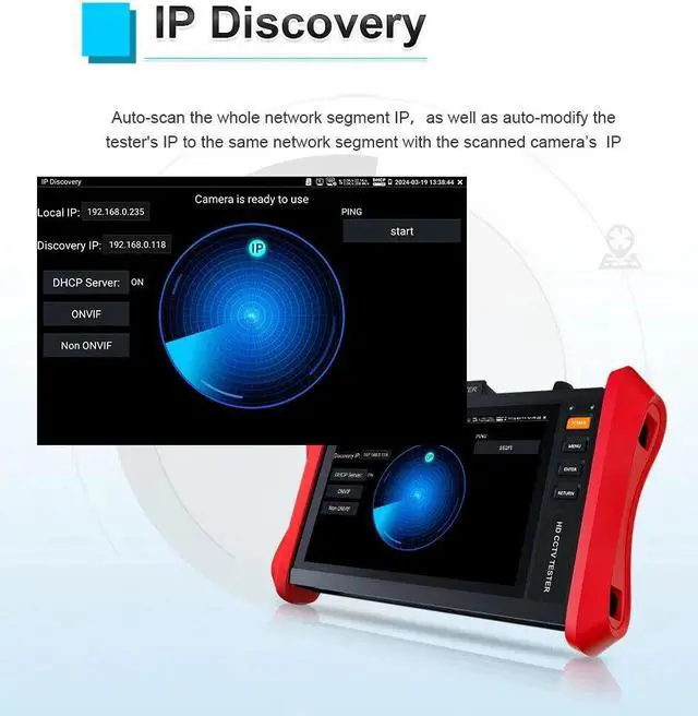 Alt view image 6 of 7 - Camera Tester Support 8MP Camera Tester 90W PoE Power