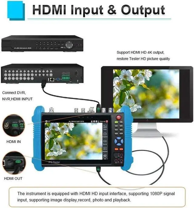 Alt view image 4 of 7 - 7 Inch Touch Screen 5 in 1 Tester Support 8MP H.265 IP Camera 9800CADH Pro