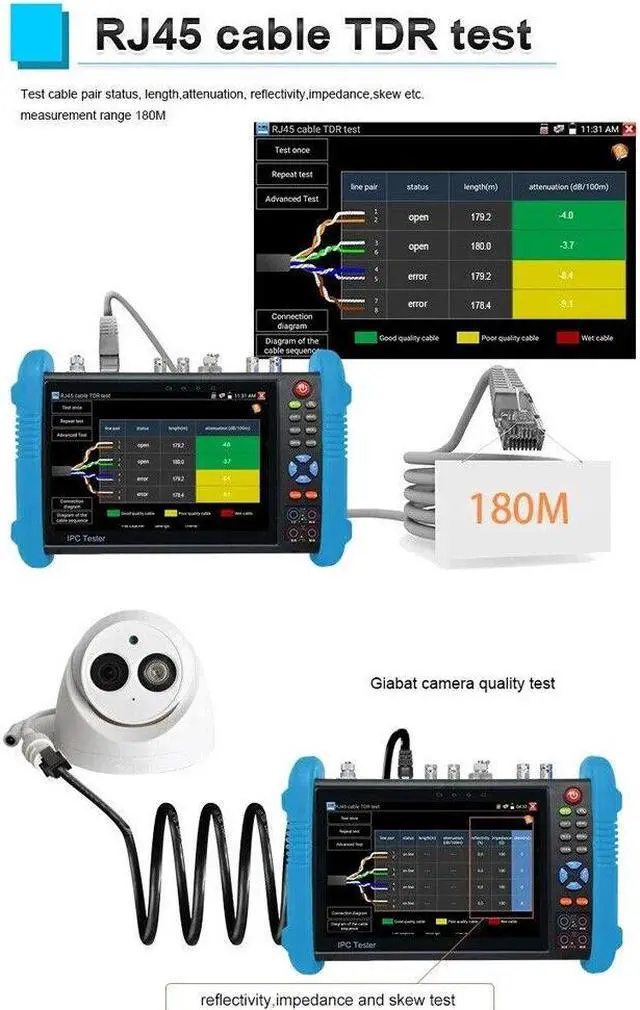 Alt view image 5 of 7 - 7 Inch Touch Screen 5 in 1 Tester Support 8MP H.265 IP Camera 9800CADH Pro