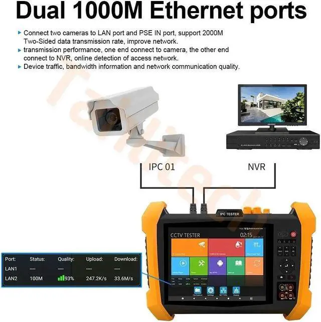 Alt view image 5 of 7 - 8inch 8K H.265 Tester for IP Camera 8MP 8K IP Camera Tester H20-ADHS