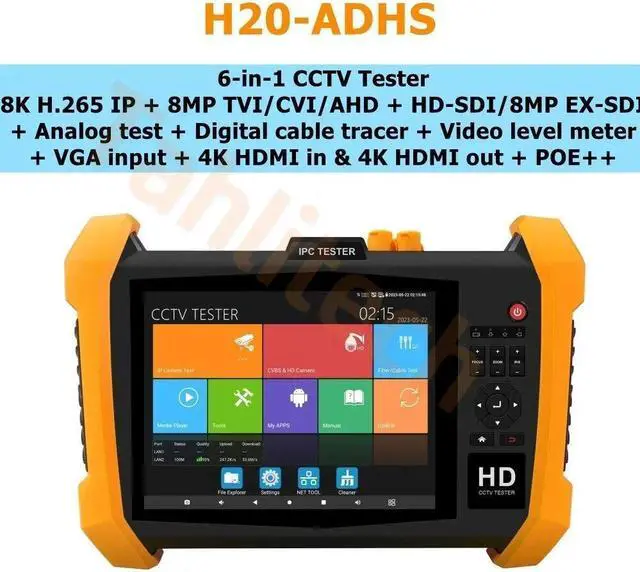 Main image of 8inch 8K H.265 Tester for IP Camera 8MP 8K IP Camera Tester H20-ADHS