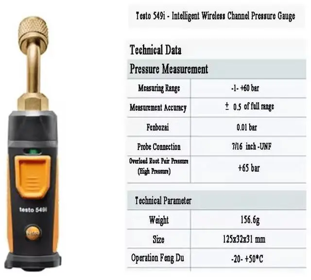 Alt view image 2 of 7 - Testo 549i High-pressure Gauge Operated Via Smartphone 0560 2549 02 Bluetooth