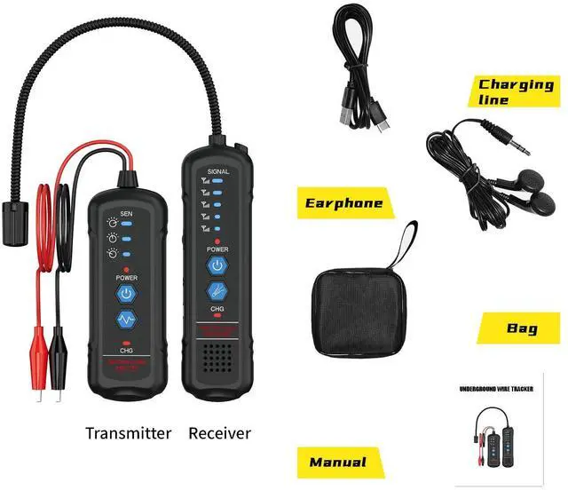 Alt view image 4 of 7 - U650TX660RX Underground Wire Locator: 2m(6.5ft) Depth Detection for Power/Phone/Pet Fence Cables w/ Adjustable Sensitivity & Earphone (Electricians & Home Use)