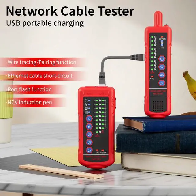 Alt view image 2 of 7 - U830TX840RX Digital Network Tester: RJ11/RJ45/Cat5/6 w/ Port Flashing, NCV Detection & Noise-Free Tech for Electricians/Network Engineers