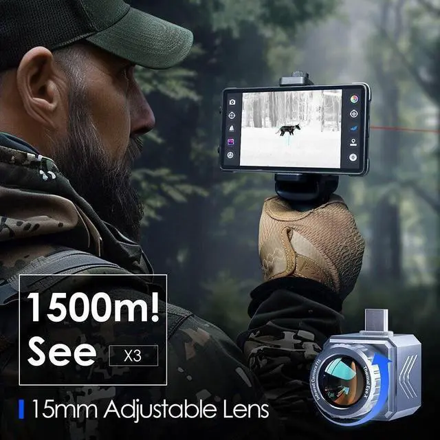 Alt view image 3 of 7 - X3 384×288 Thermal Monocular 1640Yards Detect Range Night Vision Binocular Hunt Camera+Rangefinder