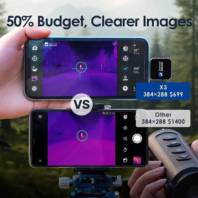 Alt view image 4 of 7 - X3 384×288 Thermal Monocular 1640Yards Detect Range Night Vision Binocular Hunt Camera+Rangefinder