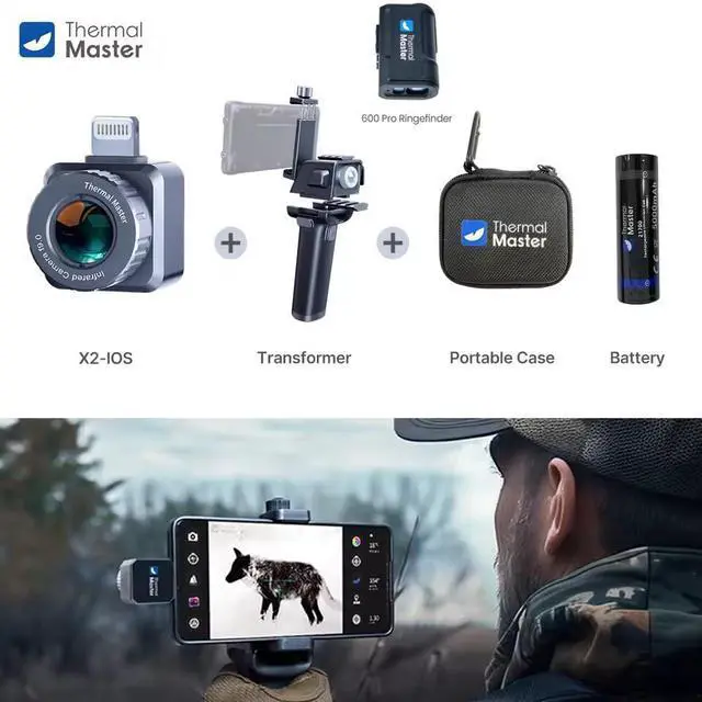 Main image of 984 Yards X2 Thermal Monocular for Hunting Night Vision Binocular 50Hz 15x Zoom iOS kit+Rangefinder