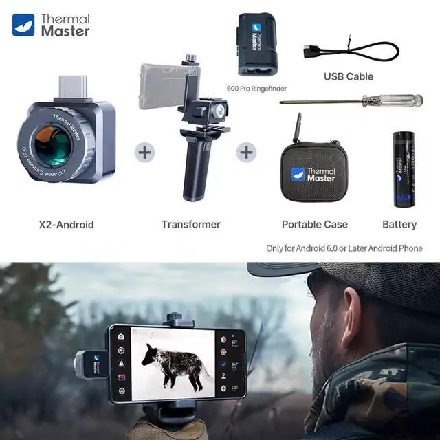 Main image of X2 Thermal Imaging Monocular Scope for Hunting Hiking Camping Bird Observation Android kit+Rangefinder
