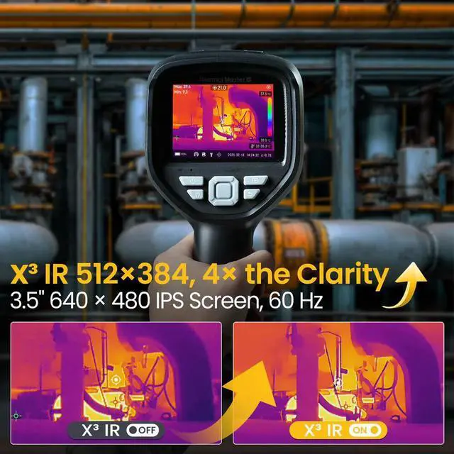 Alt view image 3 of 7 - 512×384 X³ Super Resolution THOR001 Handheld Thermal Camera 550 LED Lamp Laser