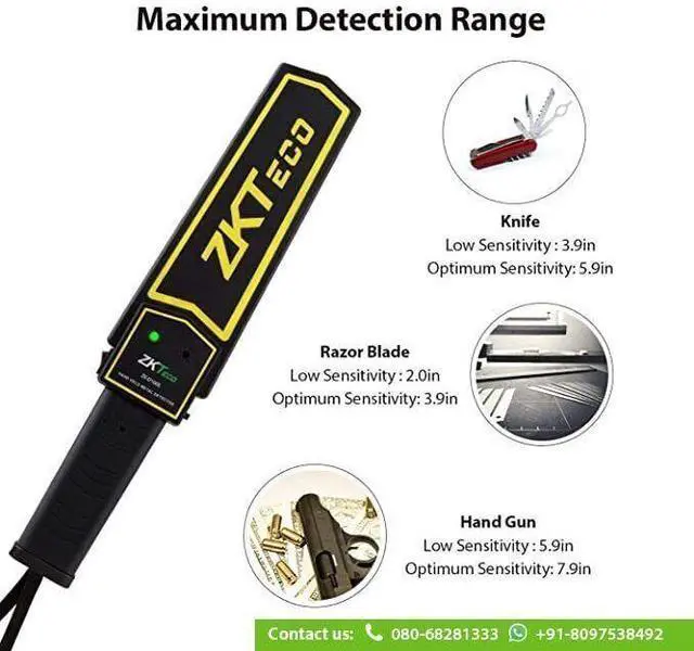 Alt view image 4 of 7 - ZKTeco D100S Handheld Metal Detector Security Sca,nner Sound And Light Alarm