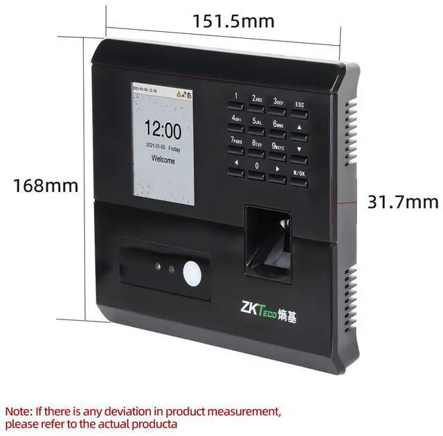 Alt view image 6 of 7 - ZKteco nFace102-S WIFI Fingerprint Facial Recognition Time Attendance Machine