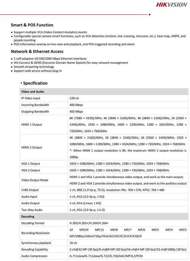 Alt view image 4 of 7 - HI,K DS-96128NI-M16/R 32MP 128CH 16SATA 4K NVR 3U Network Video Recorder