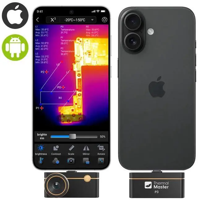 Alt view image 2 of 7 - Thermal Master P3 PCB Thermal Camera 512×384 X³ IR 15X Zoom For Android & iOS