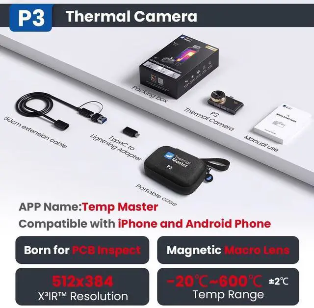 Alt view image 4 of 7 - Thermal Master P3 Thermal Camera for 512×384 X³ IR Resolution 15X Digital Zoom
