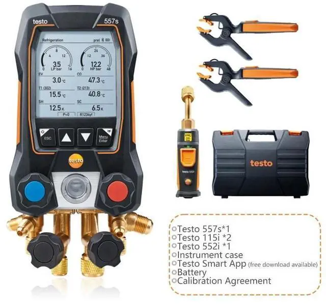 Main image of Testo 557s Smart Digital Manifold Kit with wireless temperature and vacuum probe