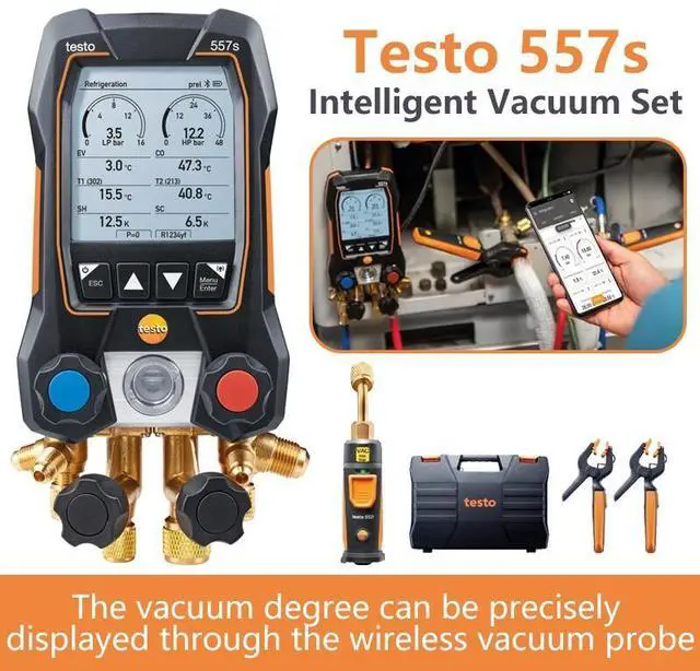 Alt view image 2 of 7 - Testo 557s Smart Digital Manifold Kit with wireless temperature and vacuum probe