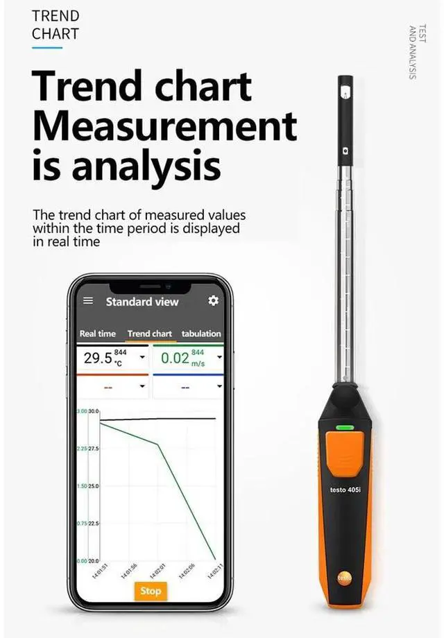 Alt view image 5 of 7 - Testo 405i Bluetooth Thermal Anemometer Smart Probe 0560 1405 Air Velocity