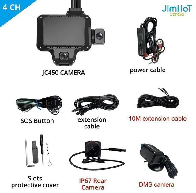 Main image of Jimiiot 4G ADAS DVR Cam JC450Pro 5 Channel Live View Dashcam Wifi Auto Monitor JC450Pro+CI02+CE01-3 cameras No Card