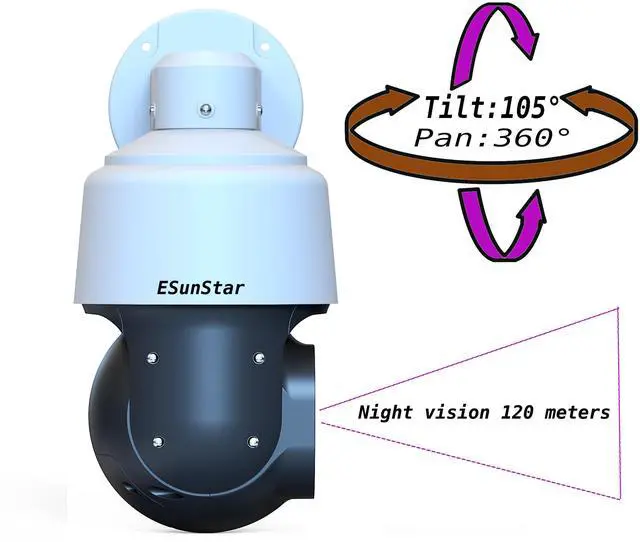 Alt view image 2 of 7 - 4K 8MP WiFi POE 30fps 240X Zoom PTZ IP Camera Smart TrackingTwo Way Audio Onvif Camera+128GB Card