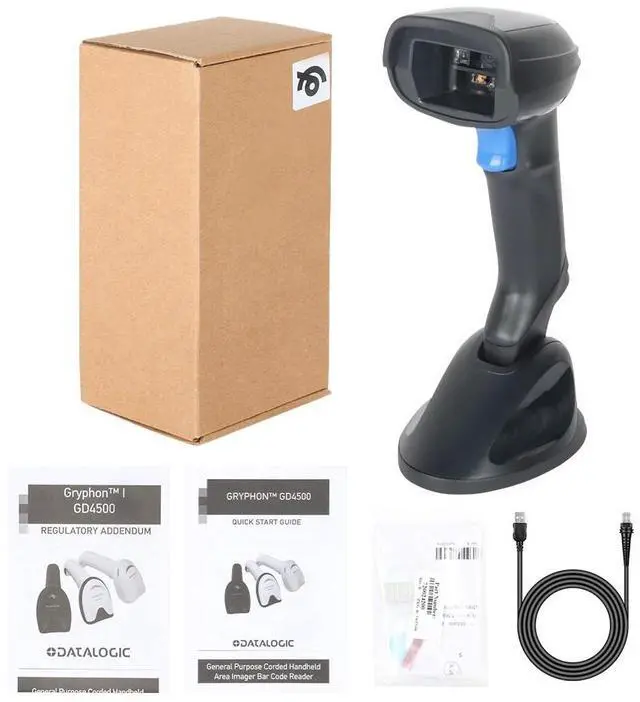 Alt view image 7 of 7 - Dat,alogic GD4590-BK-B USB 1D 2D Handheld Barco,de Scann,er Reader with Base USA