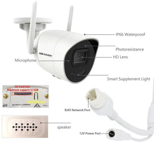 Alt view image 2 of 7 - Hi,kvision DS-2CV2041G2-IDW Wireless WiFi Security Camera System Smart Outdoor