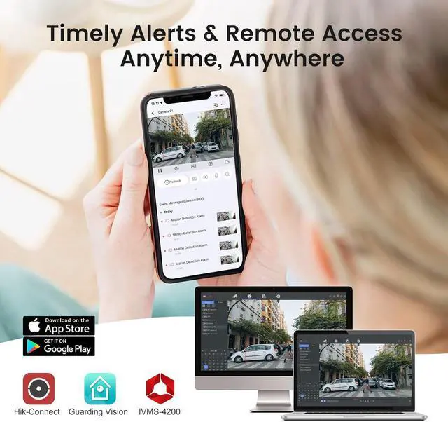 Alt view image 7 of 7 - Hi,kvision 4K 8MP AI Smart Hybrid Light ColorVu 3.0 IP Camera DS-2CD2387G3-LI2UY