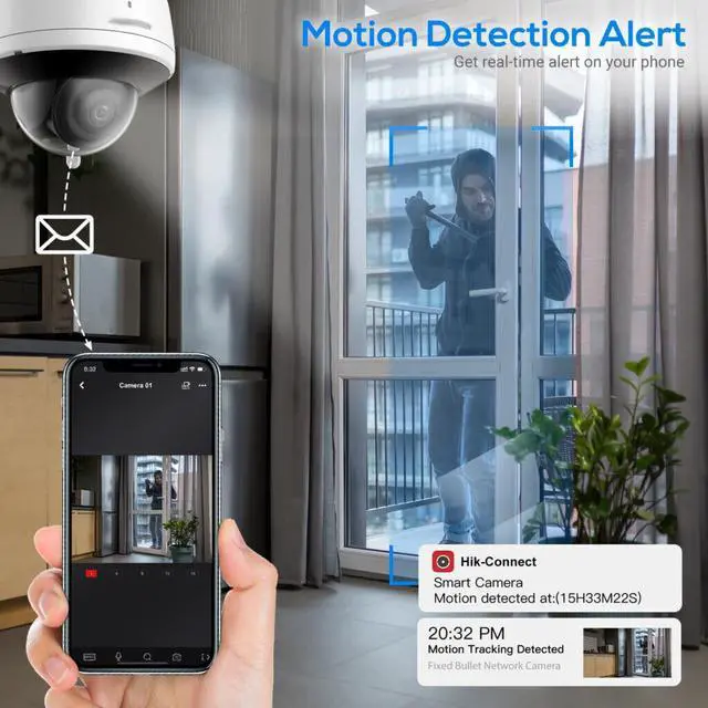 Alt view image 3 of 7 - Hi,kvision DS-2CV2141G2-IDW 4MP Outdoor WiFi IP Dome Camera Built-in Mic Speaker