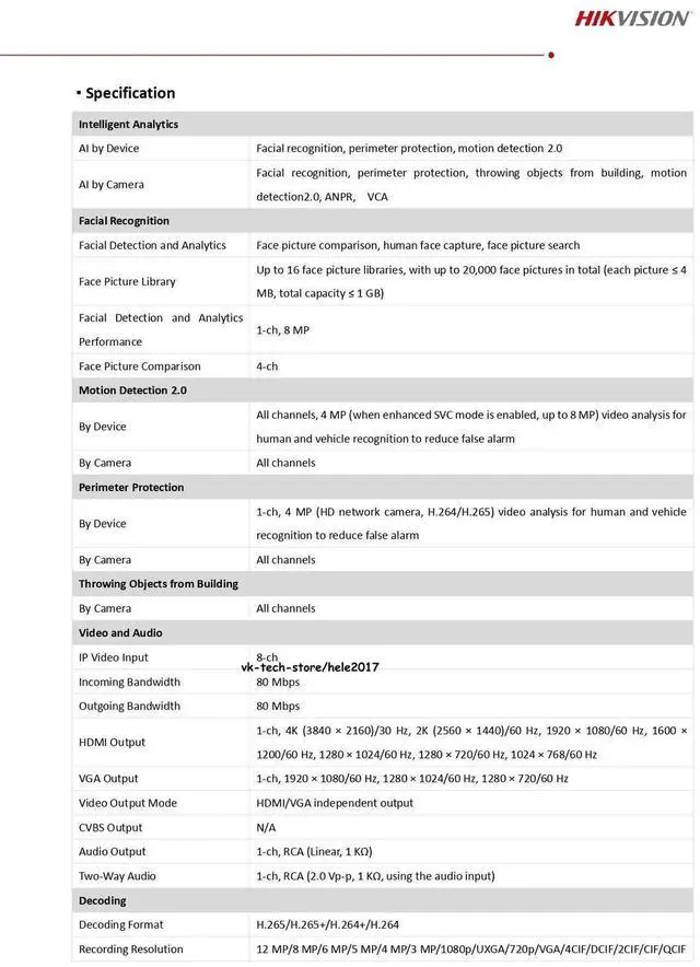 Alt view image 5 of 7 - New Hi,kvision DS-7608NXI-K1/8P AI 8Channel 8CH PoE NVR Smart AcuSense 4K 12MP NVR