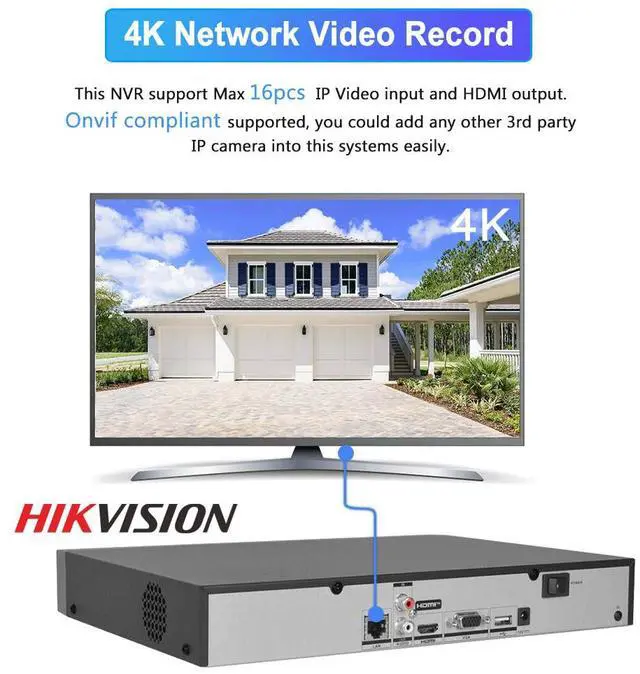 Alt view image 2 of 7 - Hi,kvision DS-7616NXI-K2/16P 16CH 16PoE 2SATA 4K AcuSense NVR 12MP video Recorder