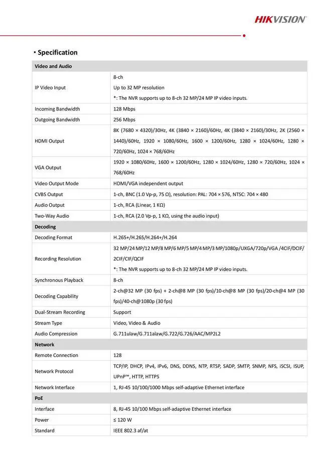 Alt view image 7 of 7 - Hi,kvision 8 Channel PoE NVR 8K Plug and Play NVR Two Way Audio DS-7608NI-M2/8P